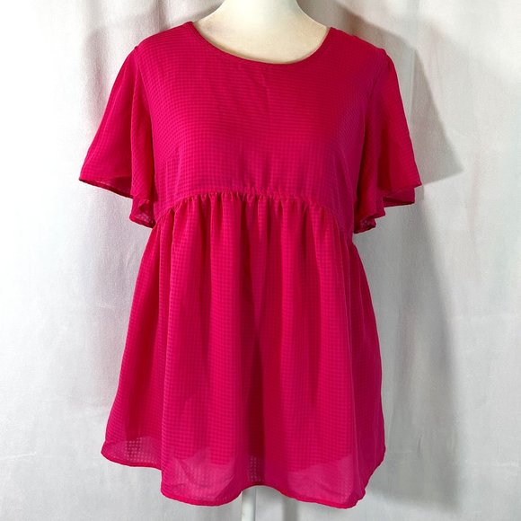 Like new! Isabel Maternity Bright Pink Flutter Sleeve Blouse Top Size Sm… - Picture 4 of 10